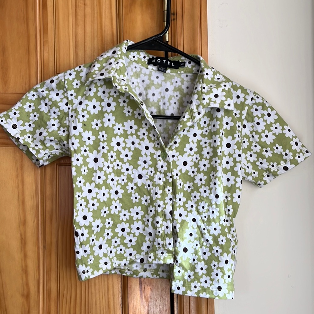 Worn once, MOTEL cropped collard button up